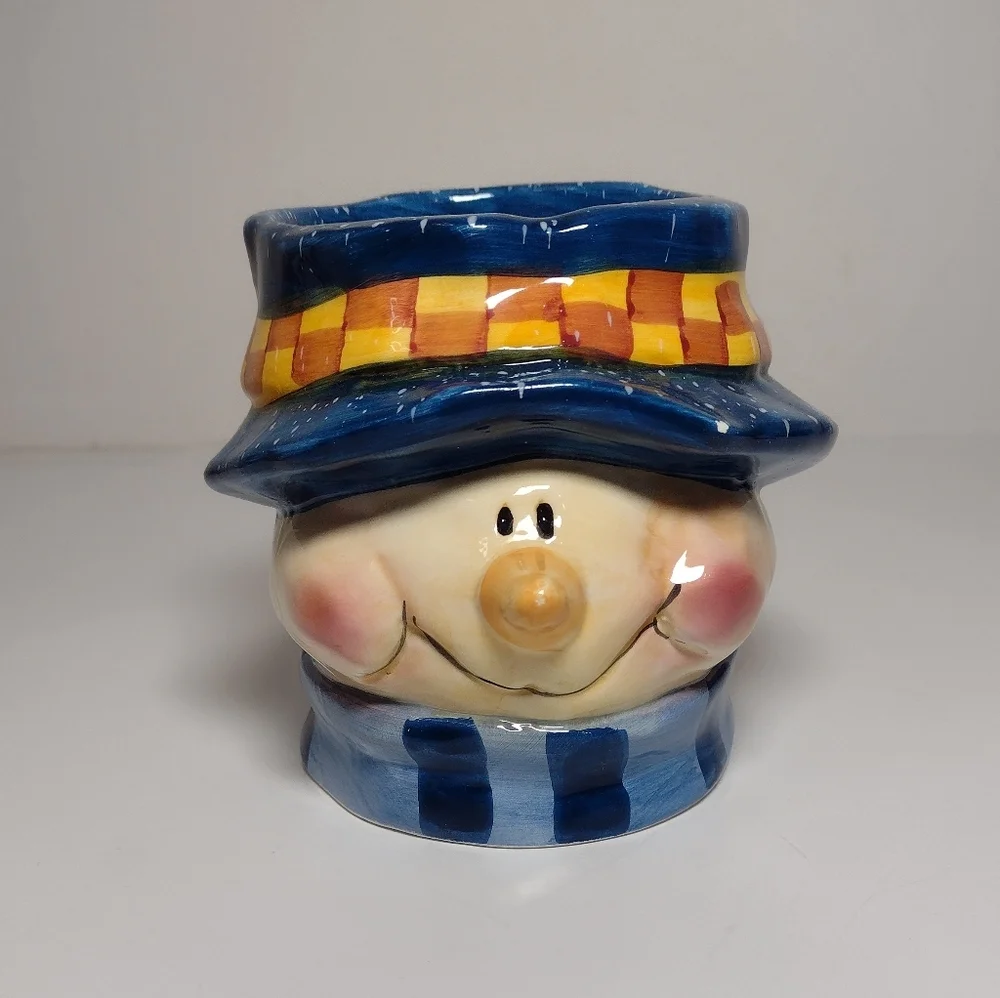 Snowman Candleholder with Colorful Hat Christmas
